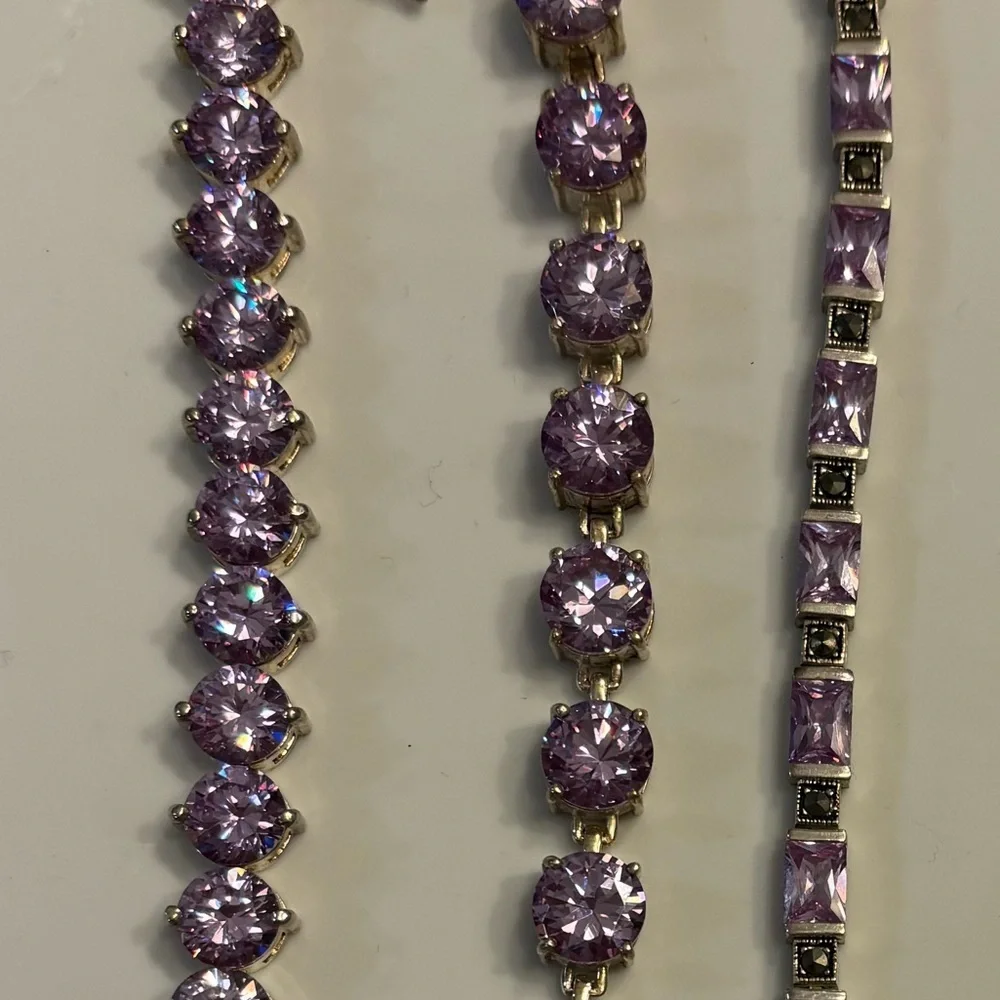Sterling Silver .925 Lavender Amethyst CZ Tennis Bracelet – 7